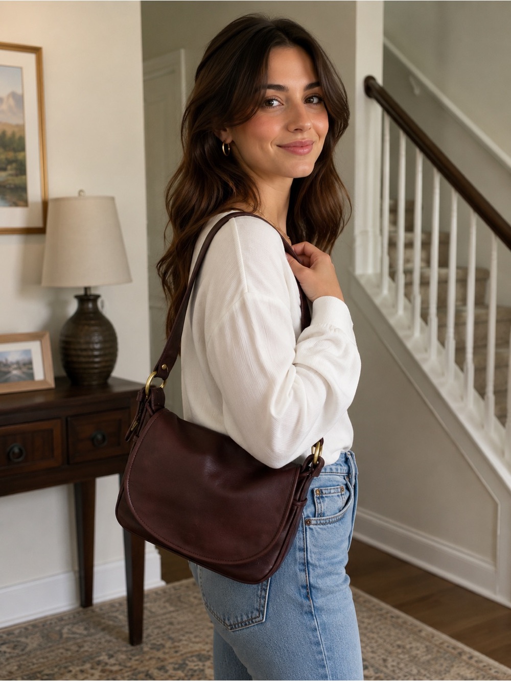 Coach Vintage Brown Leather Flap Shoulder Bag NYC Glove Tanned Leather Structure - Picture 1 of 16